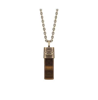 Men's Outstanding Strength - Tiger's Eye Evil Eye Slab Necklace