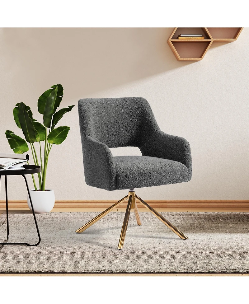 Mid-Century Modern Wide Boucle Swivel Accent Arm Chair (Set of