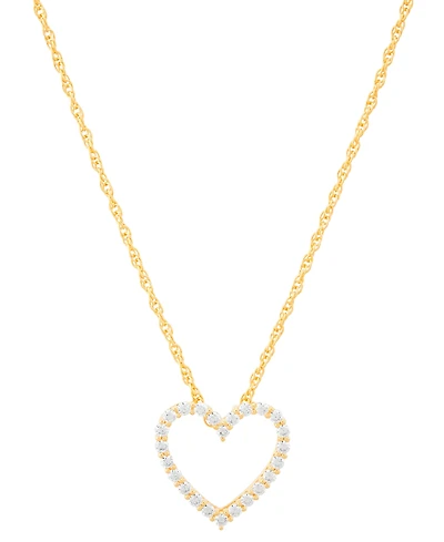 Diamond Open Heart Pendant Necklace (1/4 ct. t.w.) in 14k Gold-Plated Sterling Silver, 16" + 2" extender