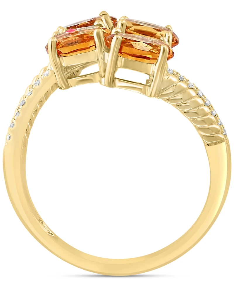 Effy Citrine (1-5/8 ct. t.w) & Diamond (1/10 ct. t.w.) Cluster Bypass Ring in 14k Gold