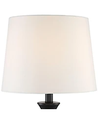 360 Lighting Joyce Modern Table Lamps 24" High Set of 2 Black Metal White Linen Tapered Drum Shade for Bedroom Living Room Bedside Nightstand Off