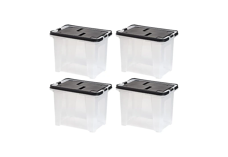 Iris Usa File Box File Organizer Plastic File Box w/ Winglid for Letter/Legal File, Bpa-Free Plastic Storage Bin Tote Organizer with Handles, Stackabl