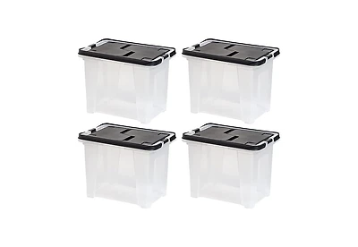 Iris Usa File Box File Organizer Plastic File Box w/ Winglid for Letter/Legal File, Bpa-Free Plastic Storage Bin Tote Organizer with Handles, Stackabl