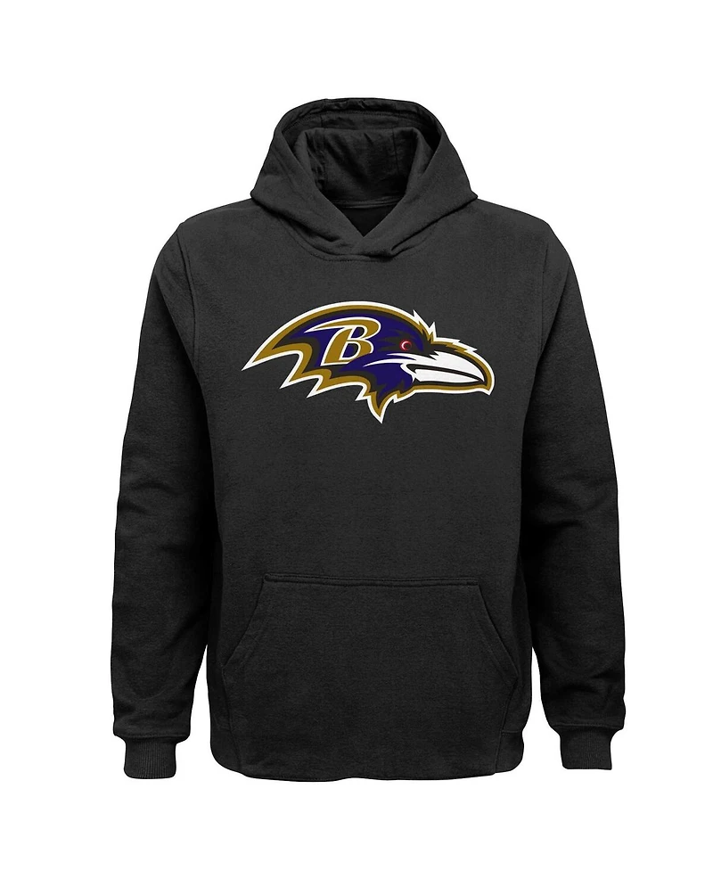 Big Boys Black Baltimore Ravens Team Logo Pullover Hoodie