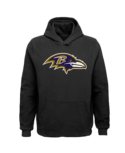 Big Boys Black Baltimore Ravens Team Logo Pullover Hoodie