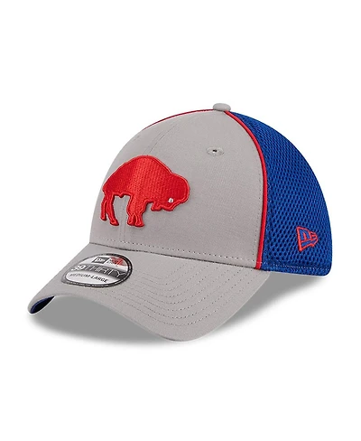 Men's New Era Gray Buffalo Bills Throwback Pipe 39THIRTY Flex Hat