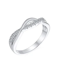 Bling Jewelry Intertwined Rope Twist Knot 1/2 Eternity Clear Pave Cubic Zirconia Cz Infinity Band Ring .925 Sterling Silver