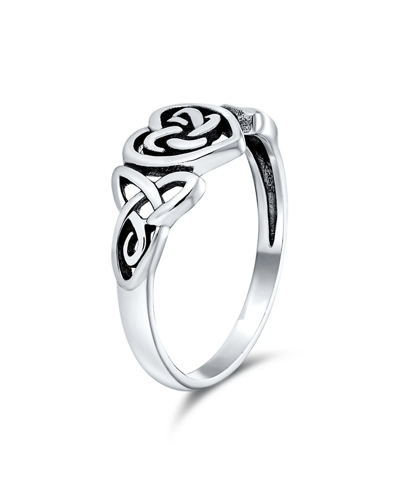 Bling Jewelry Dainty Best Friends Irish Celtic Love Knots Bff Infinity Heart Promise Ring 1MM Band Oxidized Sterling Silver