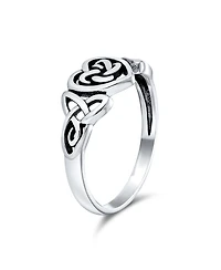Bling Jewelry Dainty Best Friends Irish Celtic Love Knots Bff Infinity Heart Promise Ring 1MM Band Oxidized Sterling Silver