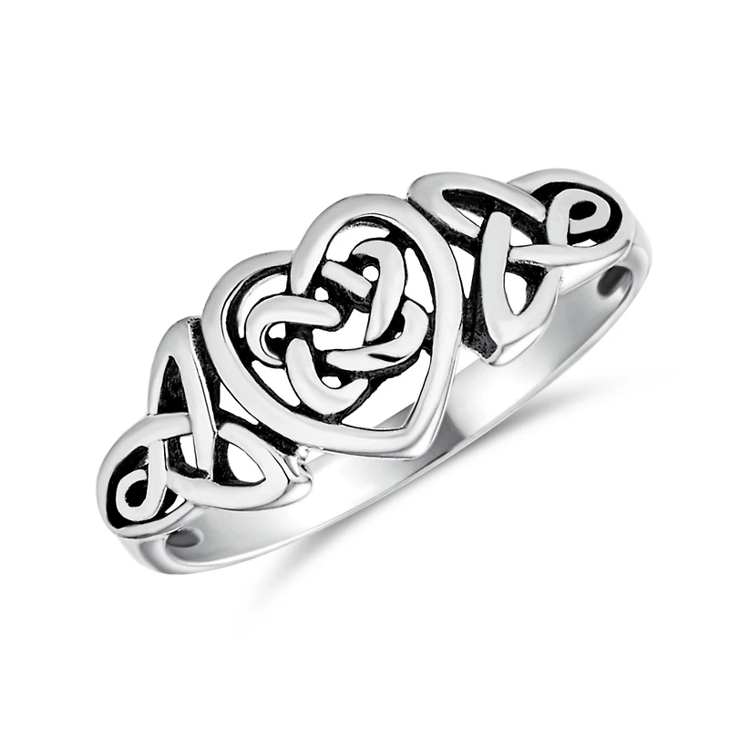 Bling Jewelry Dainty Best Friends Irish Celtic Love Knots Bff Infinity Heart Promise Ring 1MM Band Oxidized Sterling Silver
