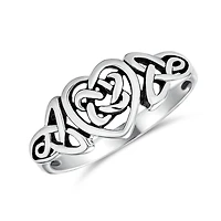 Bling Jewelry Dainty Best Friends Irish Celtic Love Knots Bff Infinity Heart Promise Ring 1MM Band Oxidized Sterling Silver