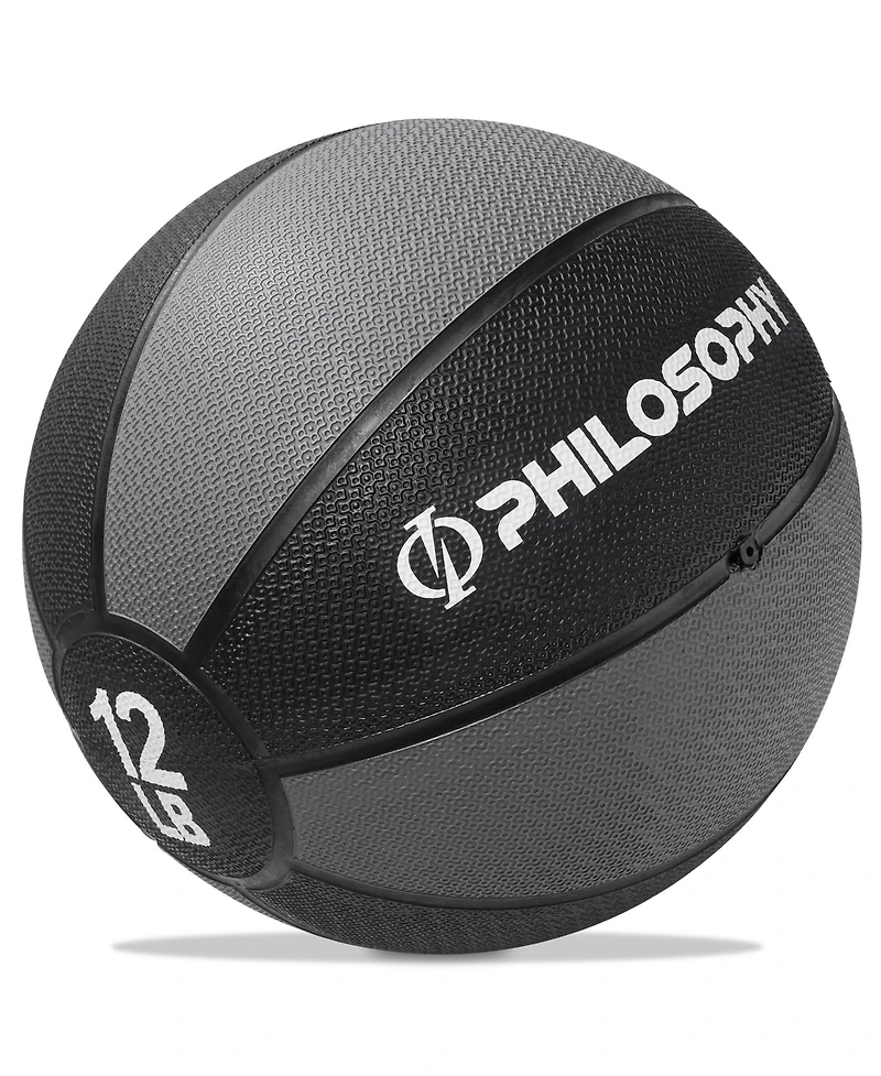 Philosophy Gym Medicine Ball, 12 Lb - Weighted Fitness Non-Slip Ball