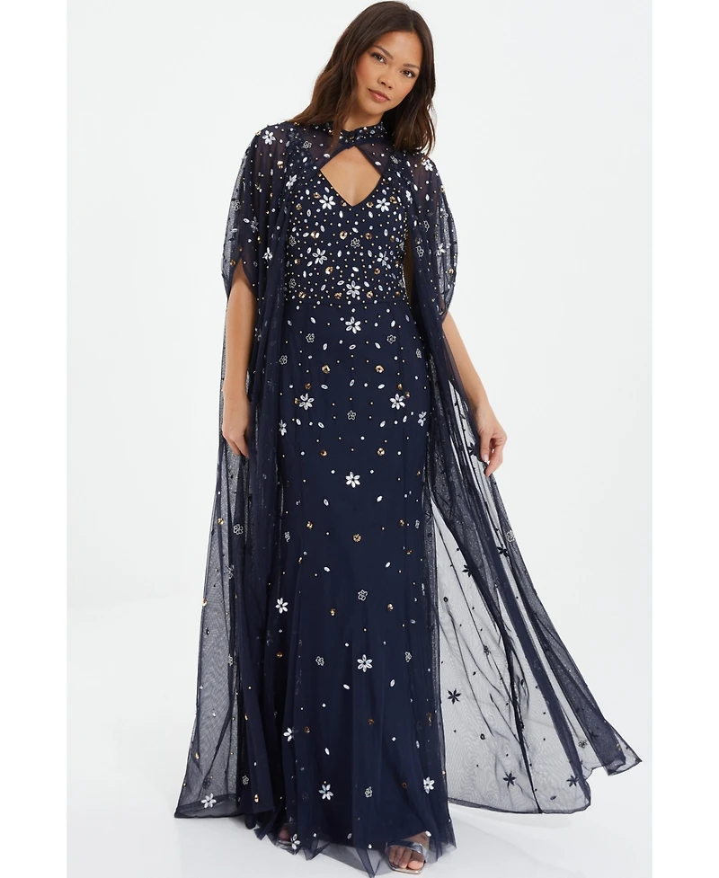 Quiz Women's Beaded 2-In-1 Cape And Evening Dress