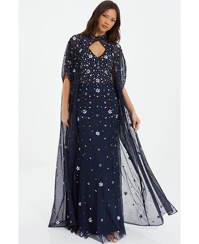 Quiz Women's Beaded 2-In-1 Cape And Evening Dress