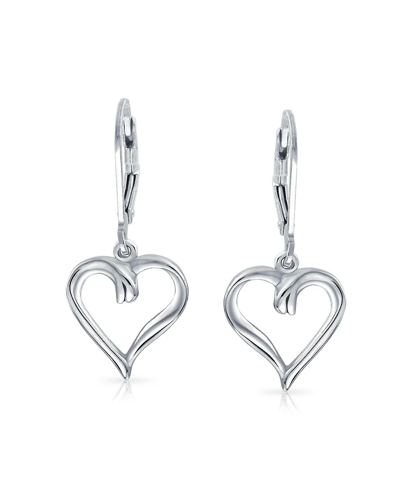 Bling Jewelry Delicate Open Heart Shaped Dangle Earrings Rose Gold Plated Sterling Silver