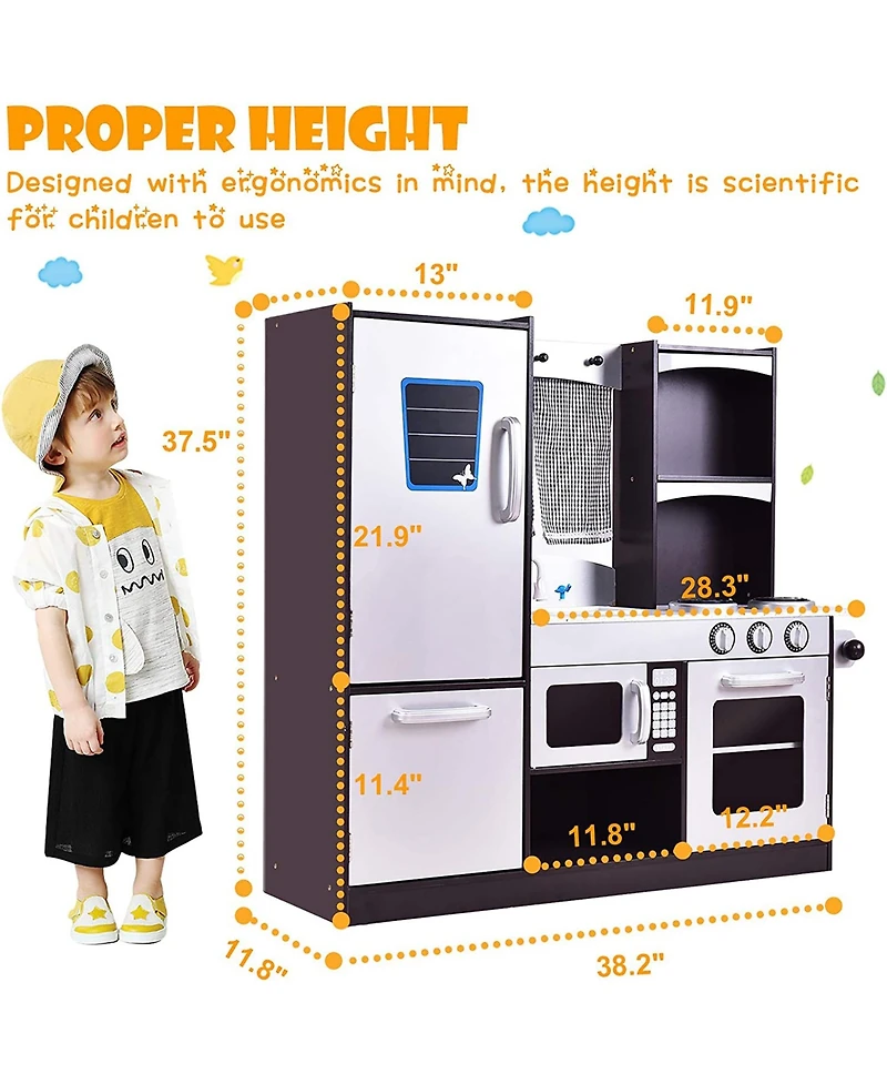 Kids Kitchen Play set Wooden Chef's Pretend Play Toy Cooking Food Set Gift for Kids