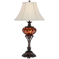 Liam Traditional Style Table Lamp 38" Tall Warm Florentine Bronze Metal Urn Tortoise Shell Glass Bell Shade Decor for Living Room Bedroom House Bedsid