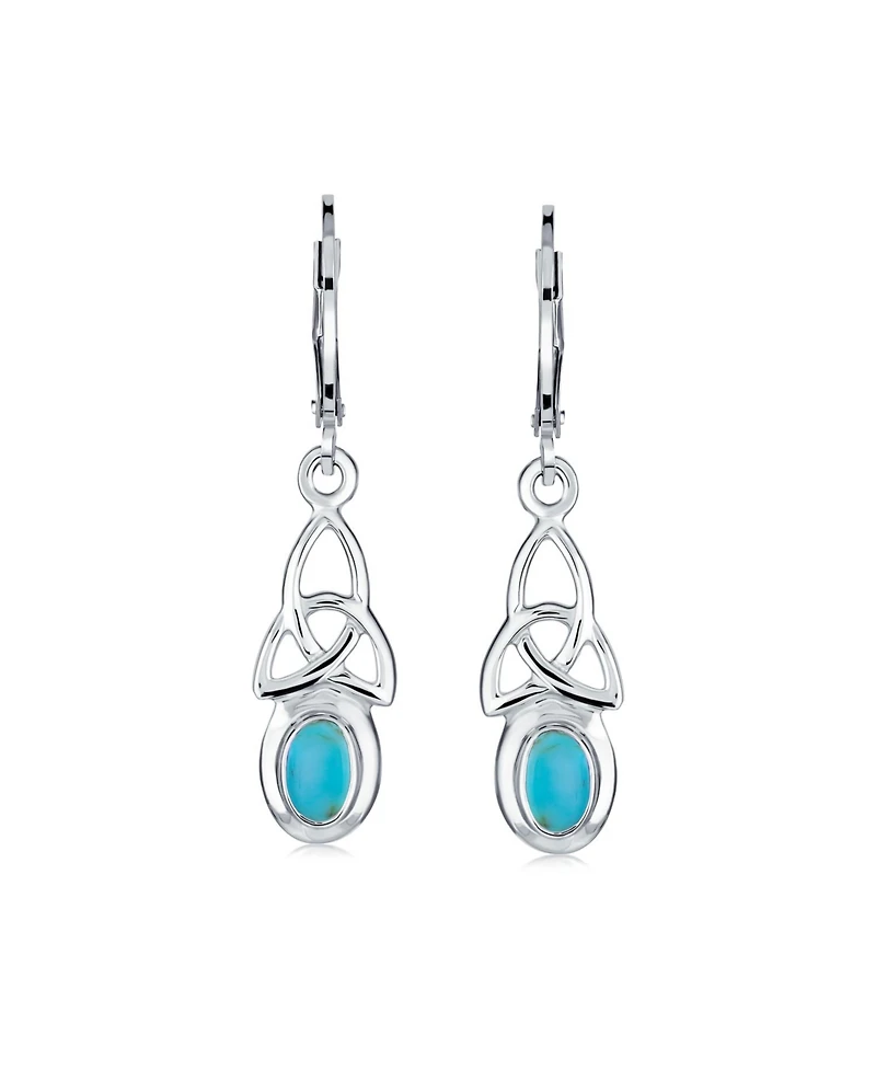 Bling Jewelry Love Knot Oval Bezel Set Natural Amethyst Topaz Onyx Quartz Turquoise Dangle Earrings .925 Sterling Silver