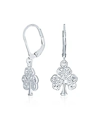 Bling Jewelry Delicate Petite Irish Triquetra Open Heart Shape Celtic Knot Good Luck Shamrock Clover Dangle Earrings Lever back Sterling Silver