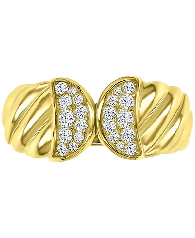Cubic Zirconia Pave Openwork Twist Style Statement Ring