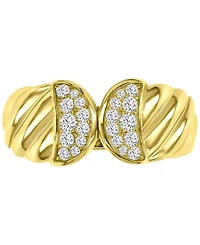 Cubic Zirconia Pave Openwork Twist Style Statement Ring