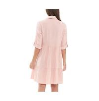 Ripe Maternity Adel Button Through Linen Shirt Dress Soft Pink
