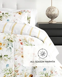 ienjoy Home Chintz Floral Stripe 3-Piece Comforter Set, Full/Queen