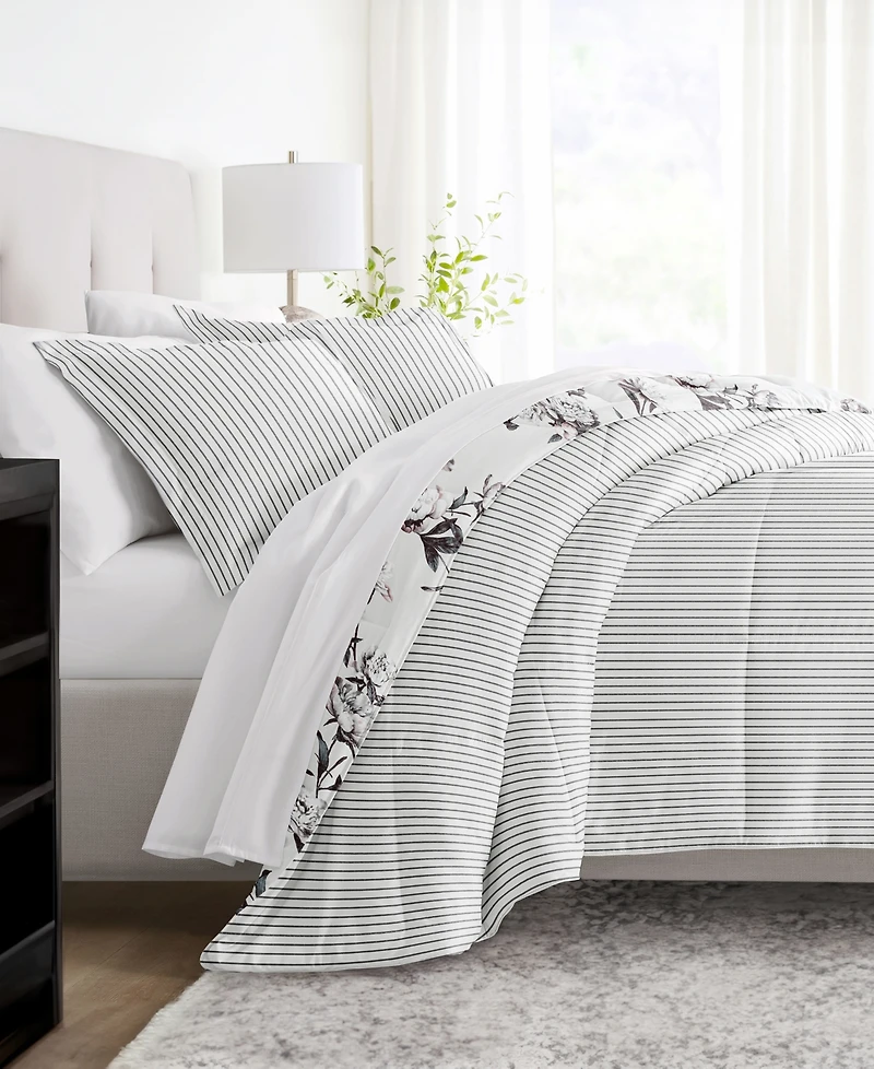 ienjoy Home Vintage-Like Magnolia Stripe 2-Piece Comforter Set, Twin/Twin Xl