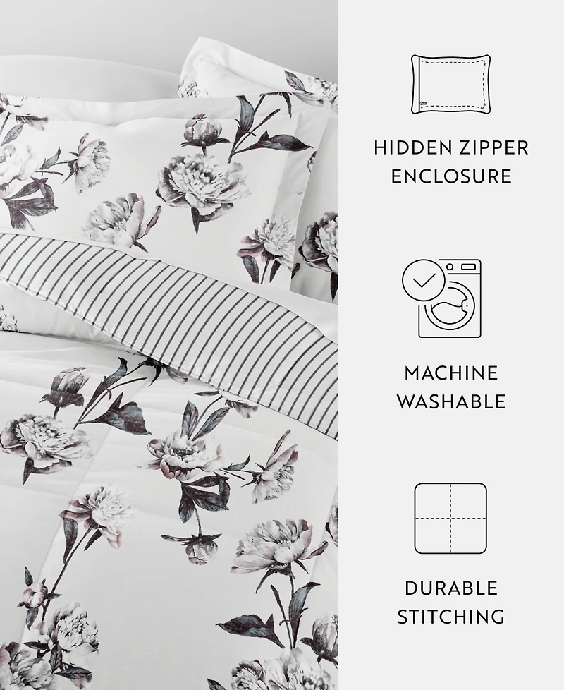 ienjoy Home Vintage-Like Magnolia Stripe 2-Piece Comforter Set, Twin/Twin Xl