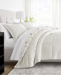 ienjoy Home Foliage Stripe 3-Piece Comforter Set, Full/Queen
