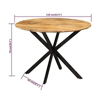 vidaXL Dining Table 43.3"x30.7" Solid Wood Mango and Steel