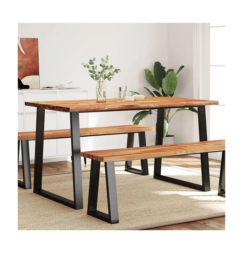 Dining Table with Live Edge 55.1"x31.5"x29.5" Solid Wood Acacia
