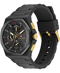 Tommy Hilfiger Men's Multifunction Black Silicone Watch 44mm