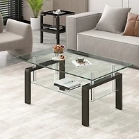 Streamdale Clear Glass Coffee Table with 2-Tier Design