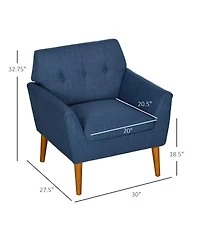 Homcom Accent Chair Button Tufted Armchair with Wood Legs for Living Room