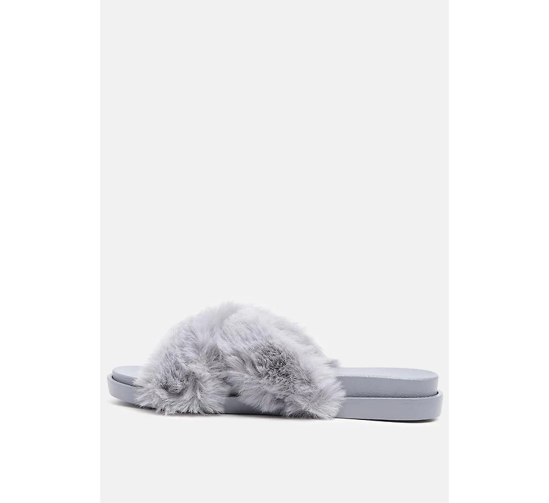 Womens homey fur slip-on flats
