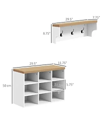Homcom Shoe Bench and Coat Rack Set for Entryway Hallway,