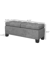 Homcom Storage End of Bed Bench, Upholstered Bench with Steel Frame