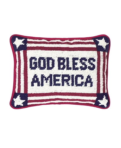 6.5" x 9" God Bless America July 4th Needlepoint Petite Throw Pillow