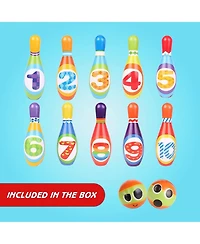 ToyVelt Kids Bowling Set - with 10 Bowling Pins & 2 Balls - Educational Early Development Indoor & Outdoor Games Set