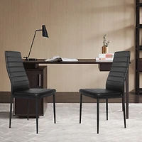4 Pieces Modern Leather Dinning Chairs Set with Metal Frame