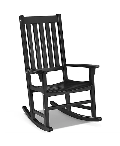 Vebreda Indoor Outdoor Wooden High Back Rocking Chair