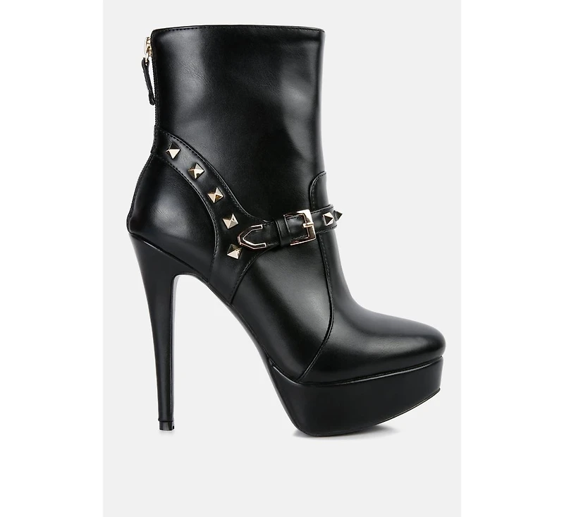 Dejang Metal Stud Embellished Faux Leather Ankle Boot
