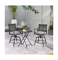 Sugift 360 Degree Swivel Bar Stool Set of 2 with Metal Frame and Pe Rattan Backrest