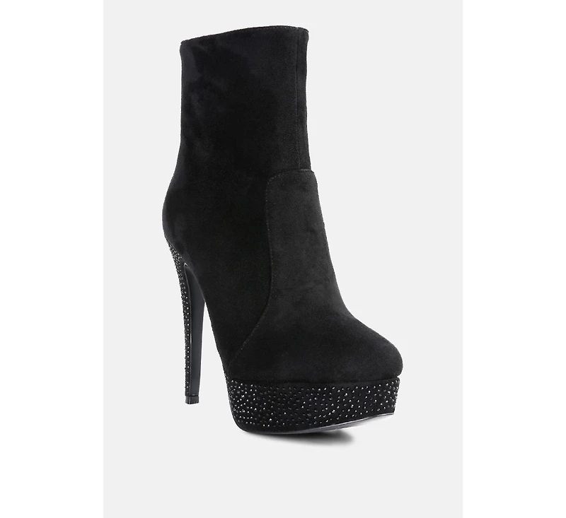 Espiree Microfiber High Heeled Ankle Boots