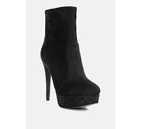 Espiree Microfiber High Heeled Ankle Boots