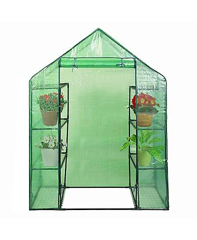 Portable 4 Tier Walk-in Plant Greenhouse with 8 Shelves
