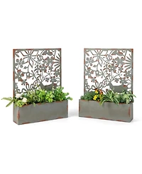 Set of 2 Decorative Raised Garden Bed with Trellises