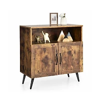 Sugift Mid-century Wooden Storage Cabinet Wine Glass Holders