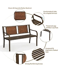 Patio Garden Bench with Powder Coated Steel Frame